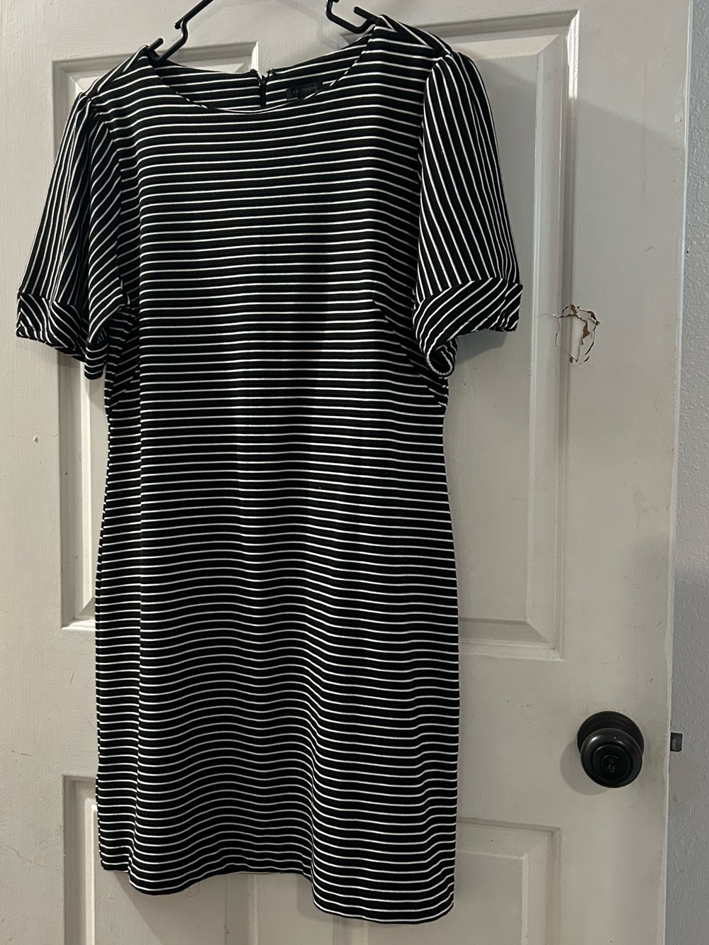 Ann Taylor Black and White Striped Mini Dress
